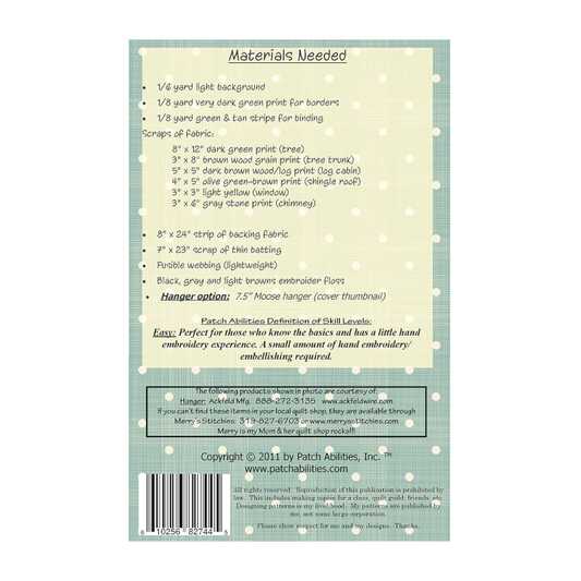 PDF Pattern #143 Cabin in the North Woods by Patch Abilities - back cover