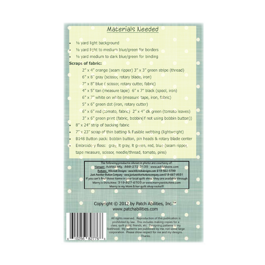 PDF Pattern #148 Quilt Like Crazy by Patch Abilities - back cover