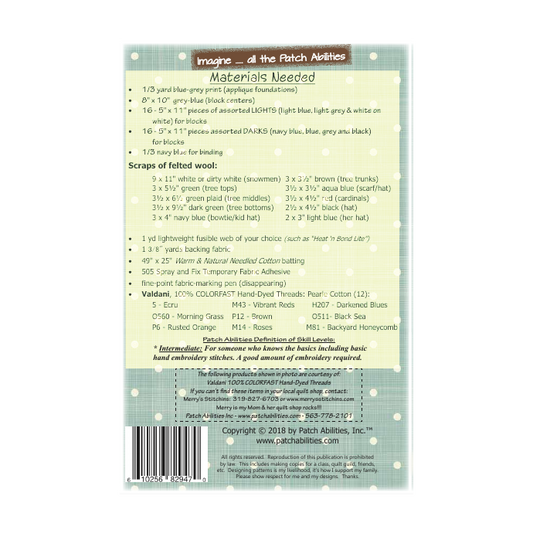 PDF Pattern Cabin Flurries #176 by Patch Abilities - back cover