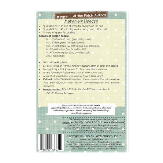 PDF Pattern #191 St Patricks Day by Patch Abilities - back cover