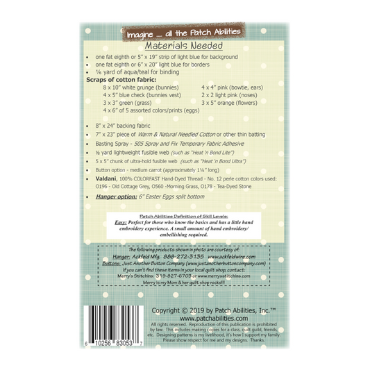 PDF Pattern #195 Easter Egg Hunt by Patch Abilities - back cover