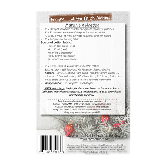 PDF Pattern #227 Cardinals in Winter Trees by Patch Abilities - back cover