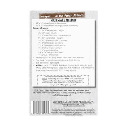 PDF Pattern #229 Pumpkins 'n Bittersweet by Patch Abilities - back cover