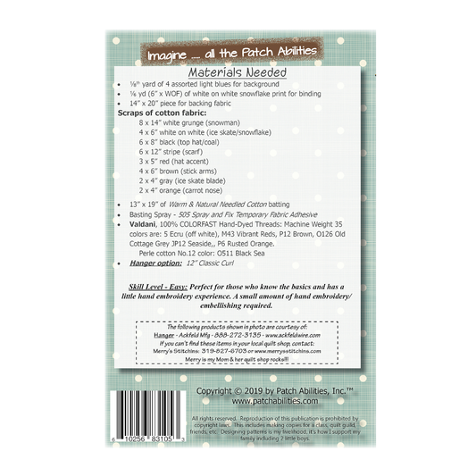 PDF Pattern #232 Mr Frosty by Patch Abilities - back cover