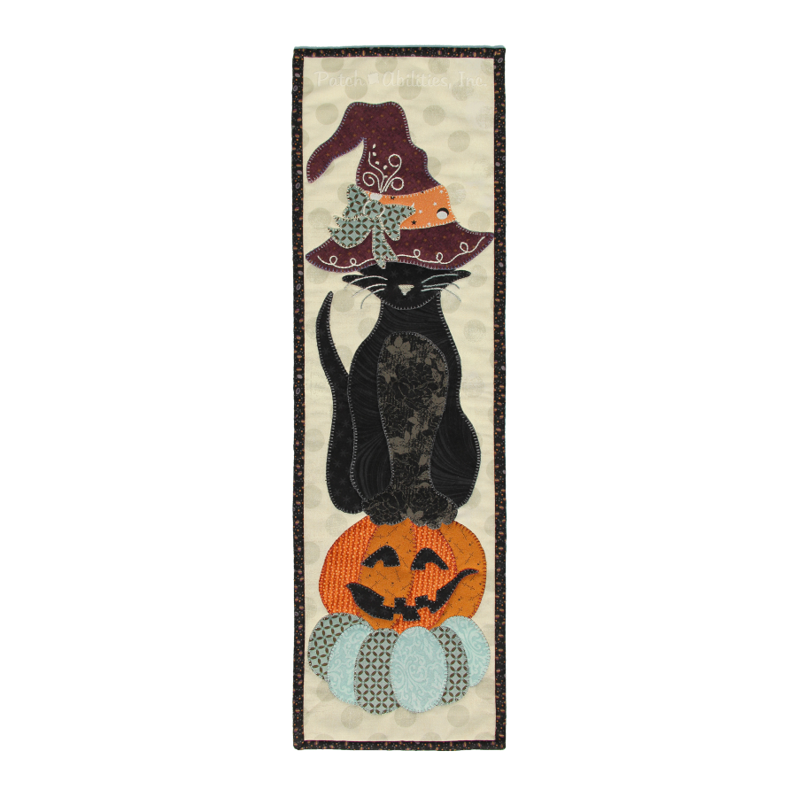 Black Cat in Witch's Hat #279 by Patch Abilities wall hanging