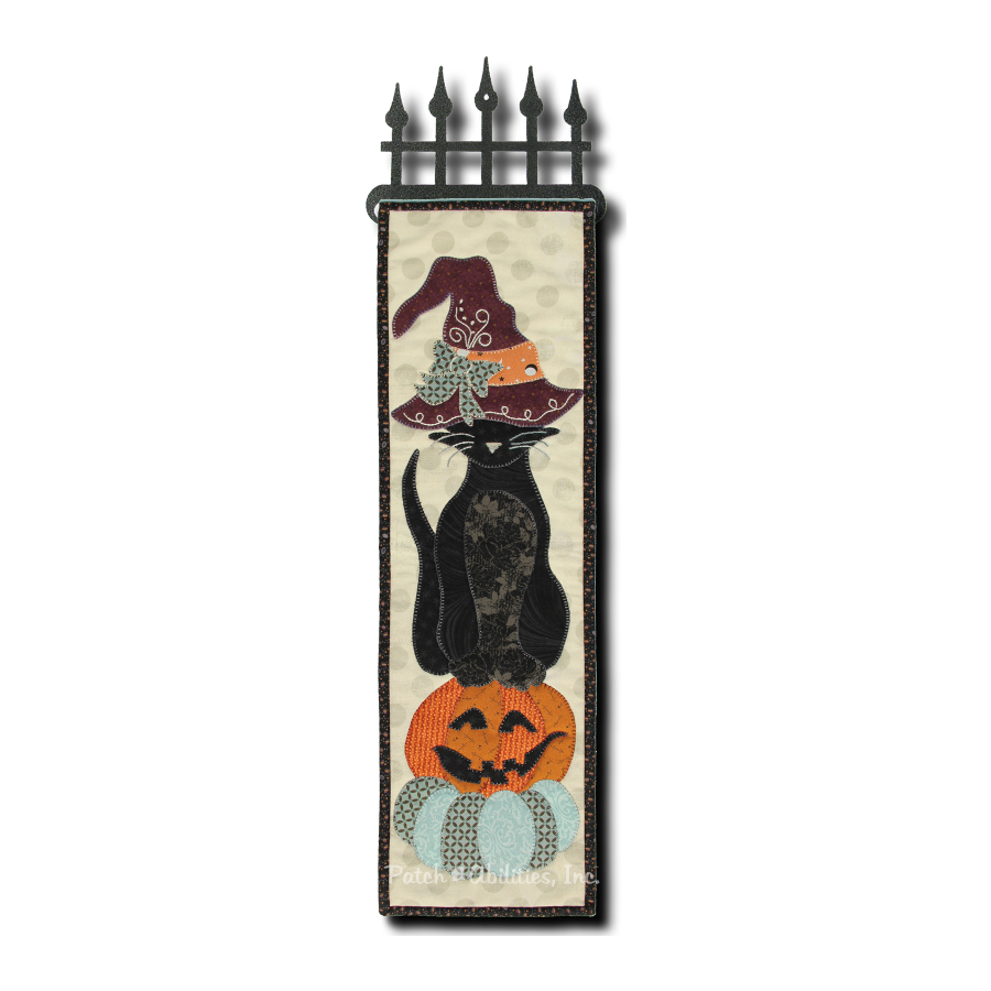 Black Cat in Witch's Hat #279 by Patch Abilities wall hanging on hanger