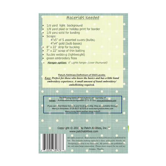 PDF Pattern #43 Light Up The Holidays by Patch Abilities - back cover