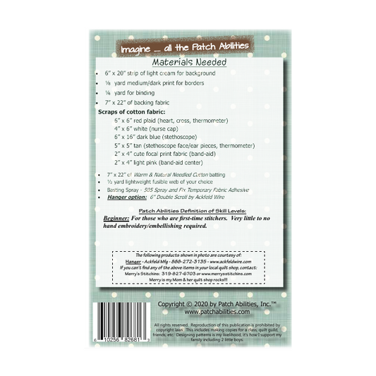 PDF Pattern #46 Nursing by Patch Abilities - back cover