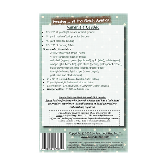 PDF Pattern #47 Teaching by Patch Abilities - back cover