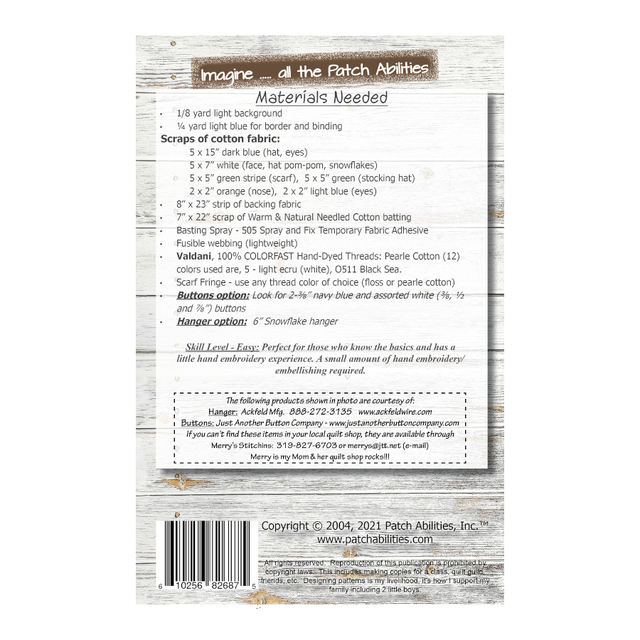 PDF Pattern #57 SVEN by Patch Abilities - back cover