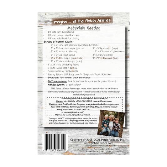 PDF Pattern #71 Frank by Patch Abilities - back cover