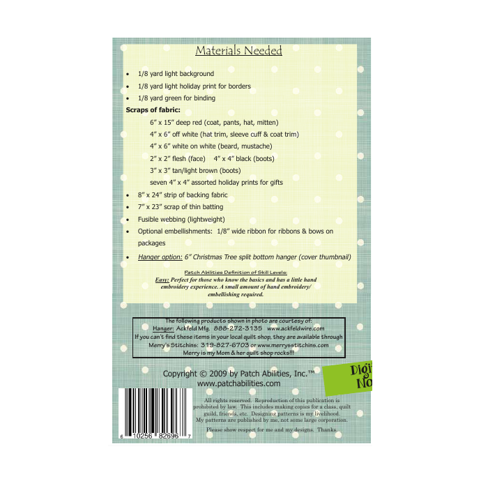 PDF Pattern #74 Santa by Patch Abilities - back cover