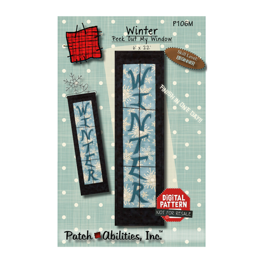 PDF Pattern #106M Peek Out My Window "Winter" by Patch Abilities - front cover