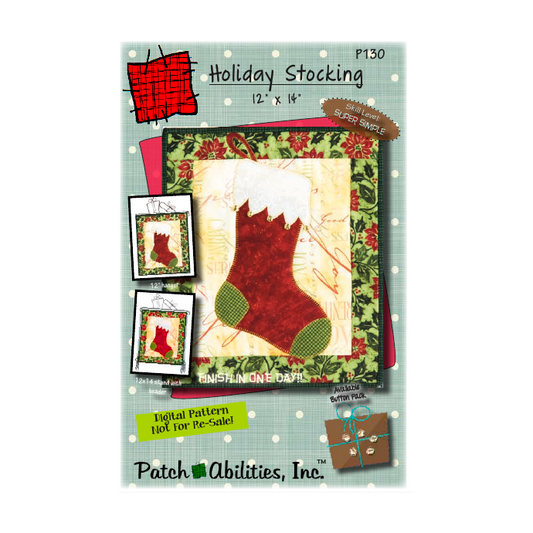 PDF Pattern #130 Holiday Stocking by Patch Abilities - front cover