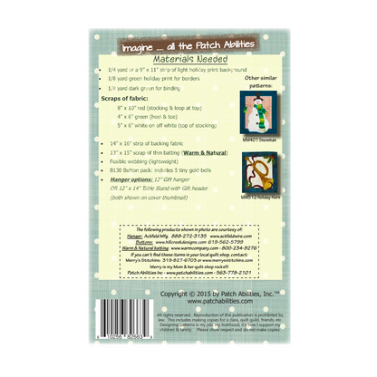 PDF Pattern #130 Holiday Stocking by Patch Abilities - back cover