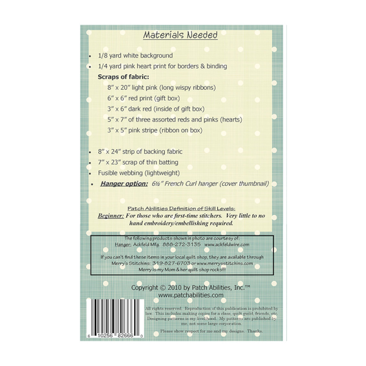PDF Pattern #133 Wrapped in Love by Patch Abilities - back cover