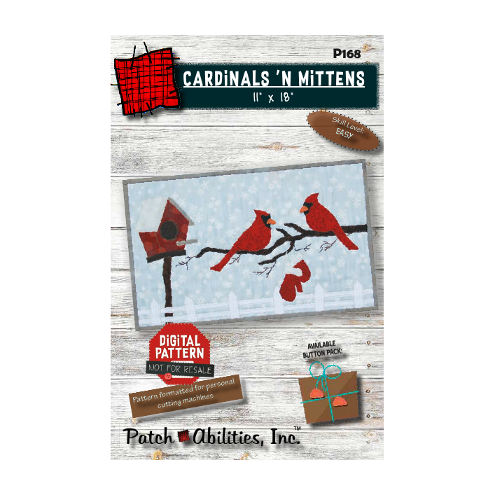 PDF Pattern #168 Cardinals 'n Mittens by Patch Abilities - front cover