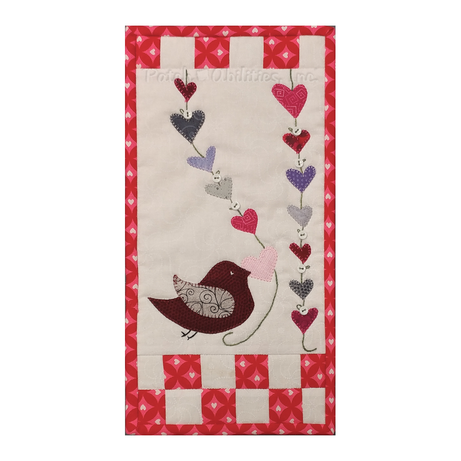 PDF Pattern #171 Hangin' Hearts by Patch Abilities - wall hanging in red
