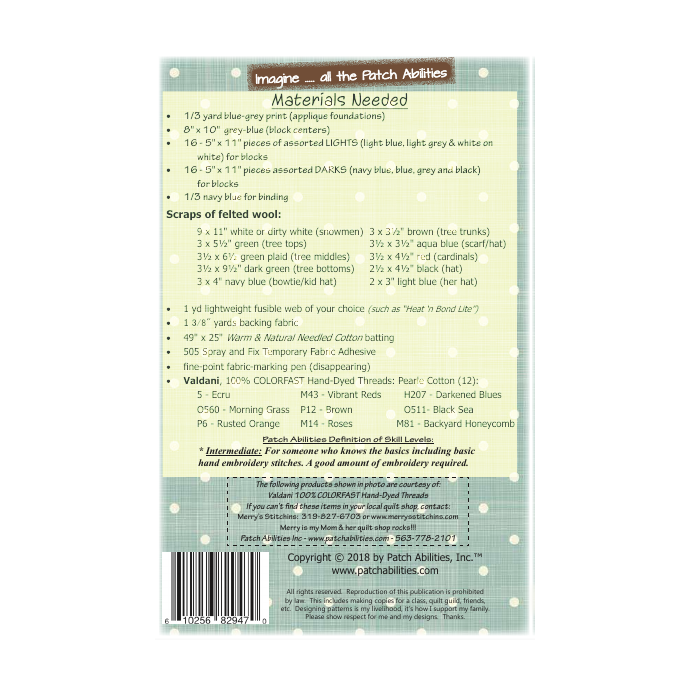 PDF Pattern Cabin Flurries #176 by Patch Abilities - back cover