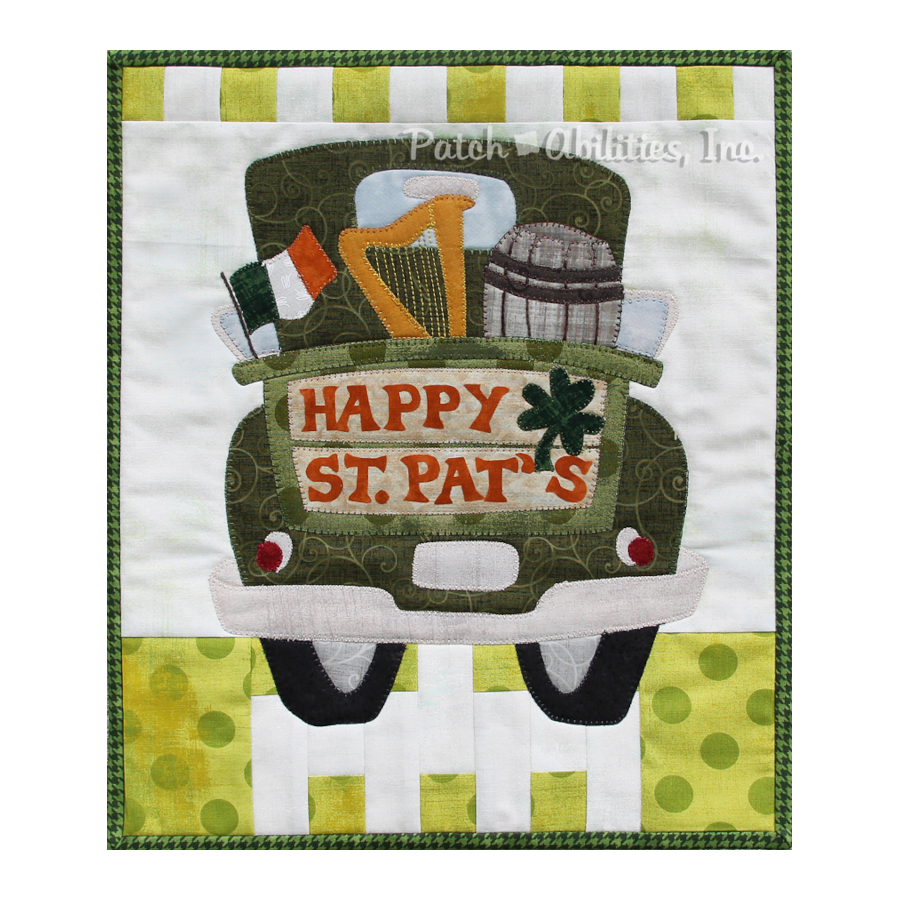 PDF Pattern #190 Happy St Pats Little Truck by Patch Abilities - wall hanging