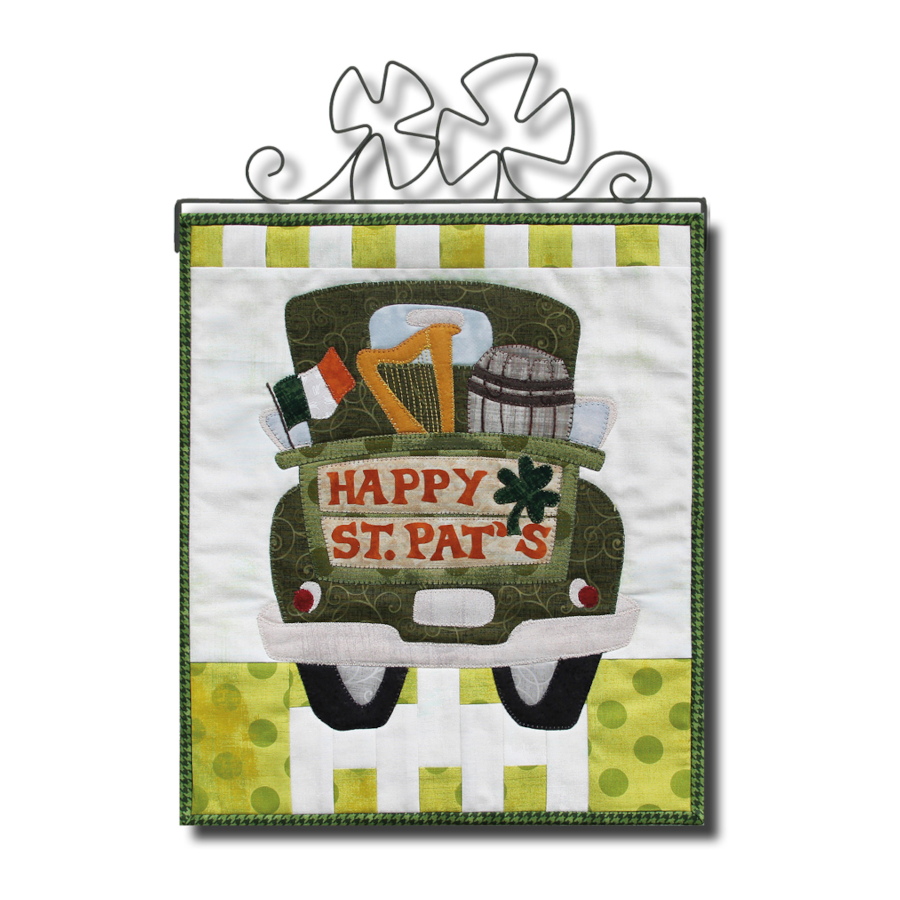 PDF Pattern #190 Happy St Pats Little Truck by Patch Abilities - wall hanging with hanger