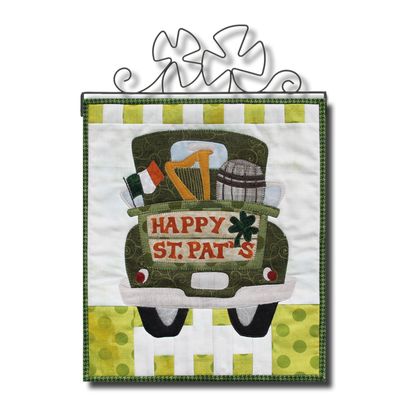 PDF Pattern #190 Happy St Pats Little Truck by Patch Abilities - wall hanging with hanger
