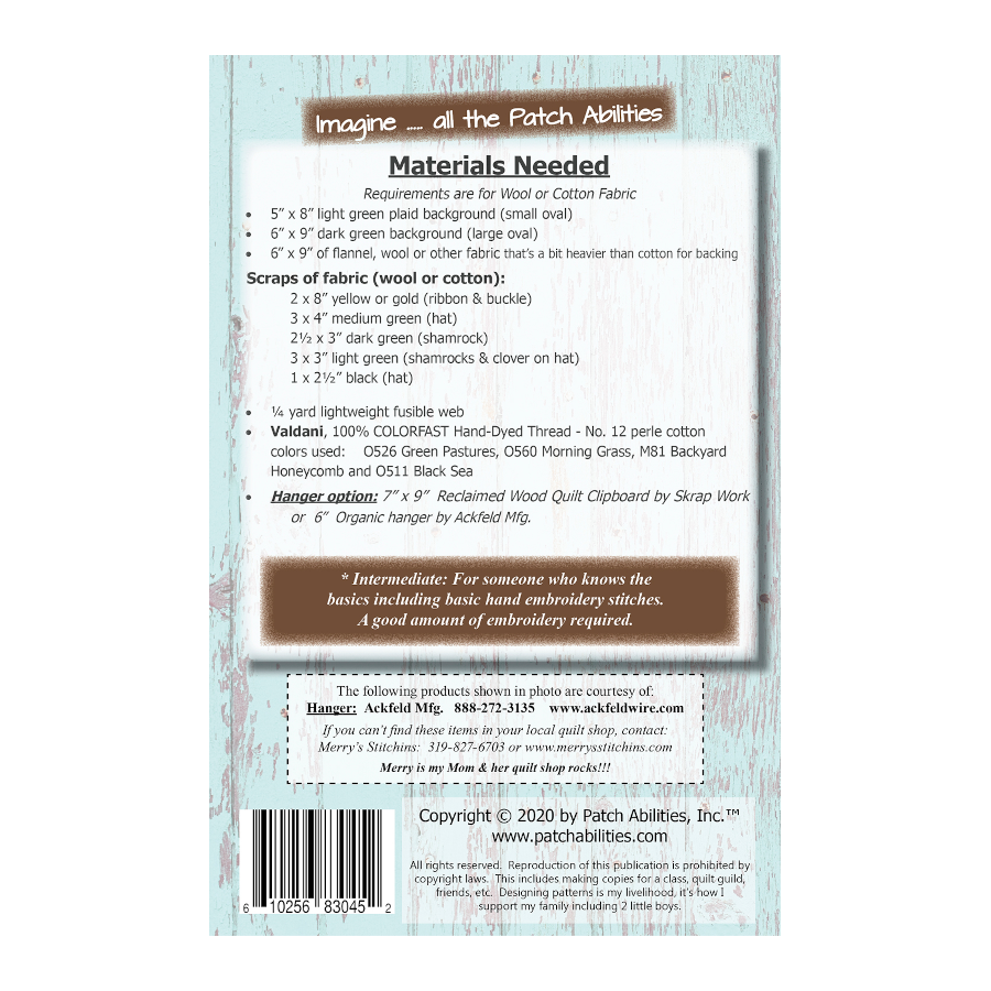 PDF Pattern #193 Lucky You by Patch Abilities - back cover