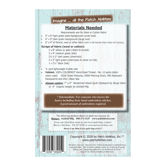 PDF Pattern #193 Lucky You by Patch Abilities - back cover