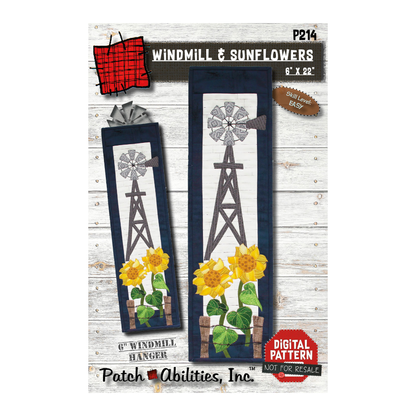 PDF Pattern #214 Windmill & Sunflowers by Patch Abilities - front cover