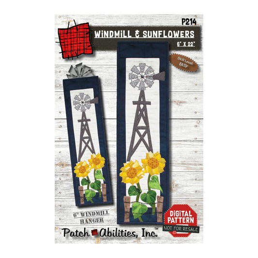 PDF Pattern #214 Windmill & Sunflowers by Patch Abilities - front cover