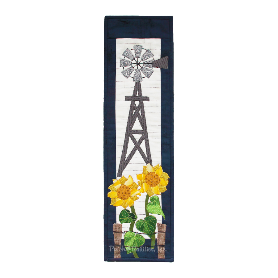 PDF Pattern #214 Windmill & Sunflowers by Patch Abilities - wall hanging