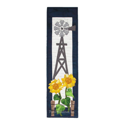 PDF Pattern #214 Windmill & Sunflowers by Patch Abilities - wall hanging