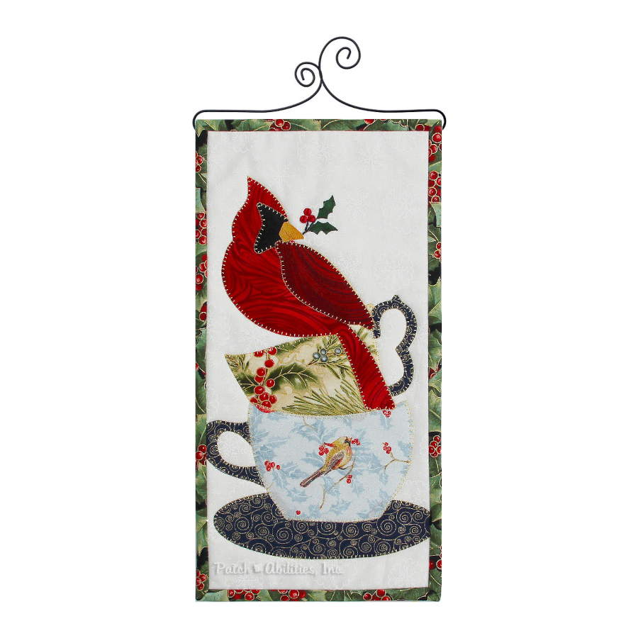 PDF Pattern #230 Coffee With A Cardinal by Patch Abilities - wall hanging on hanger