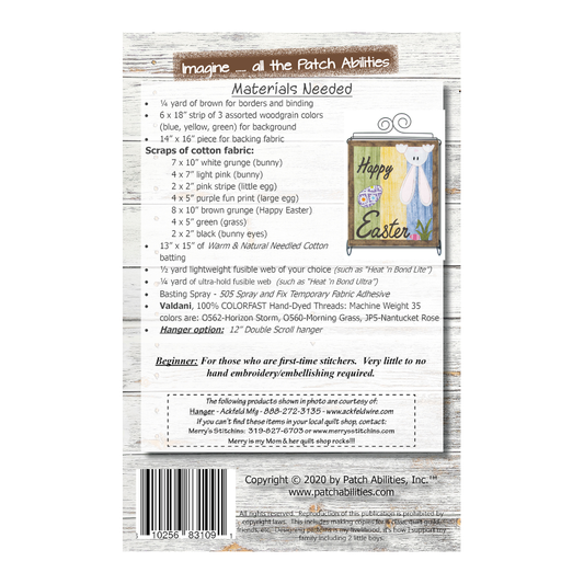 PDF Pattern #234 Happy Easter by Patch Abilities - back cover