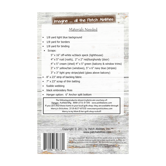 PDF Pattern #39 Lighthouse by Patch Abilities - back cover