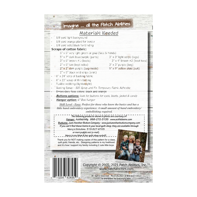 PDF Pattern #71 Frank by Patch Abilities - back cover