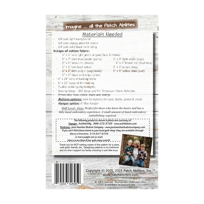 PDF Pattern #71 Frank by Patch Abilities - back cover