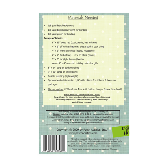 PDF Pattern #74 Santa by Patch Abilities - back cover
