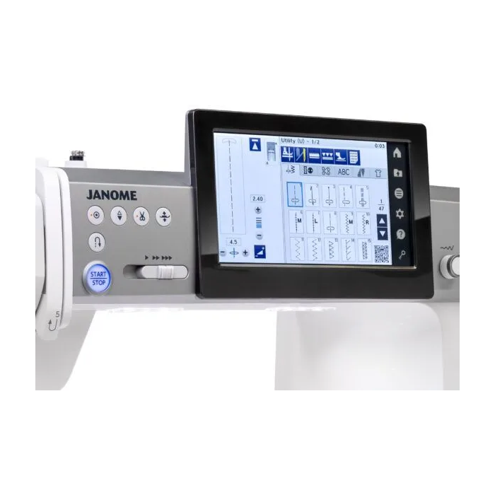 Janome Continental M8 Professional - close-up of control panel buttons and screen