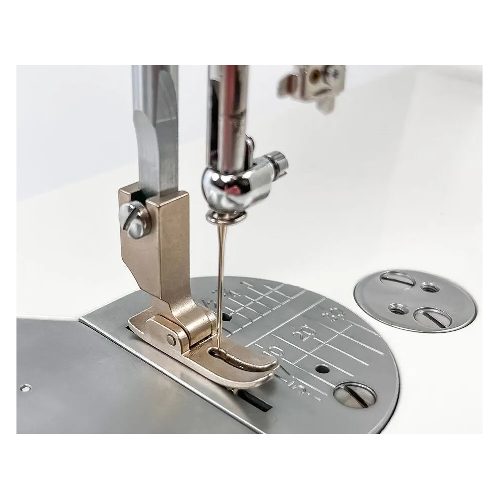 Janome HD9 - close-up of sewing machine foot, needle, and throat plate