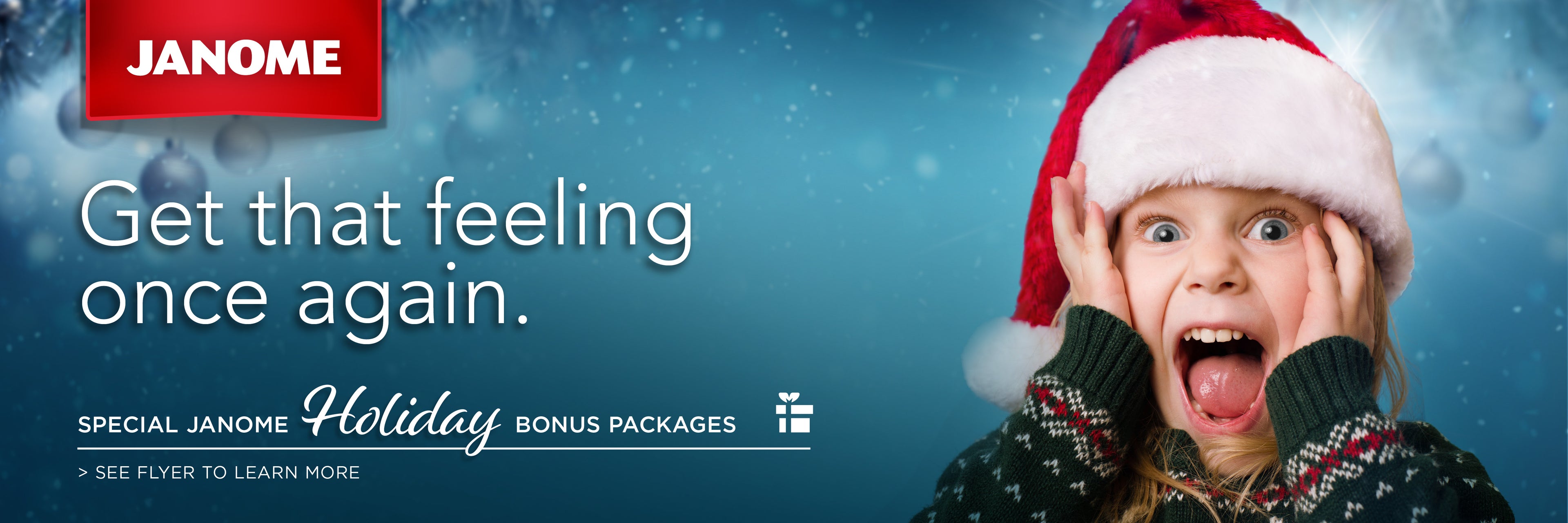 Advertisement for Janome Holiday 2025 Gift Guide.