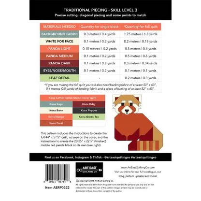Red Pandas by Art East Quilting Co. (back)