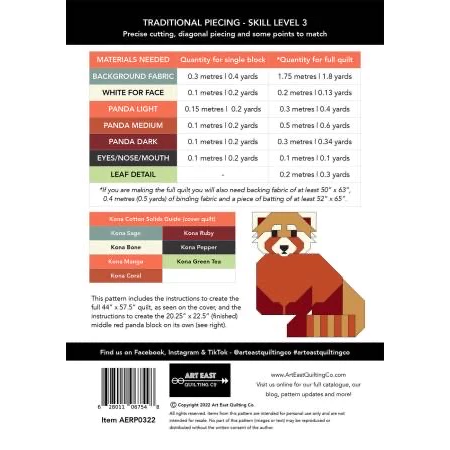 Red Pandas by Art East Quilting Co. (back)